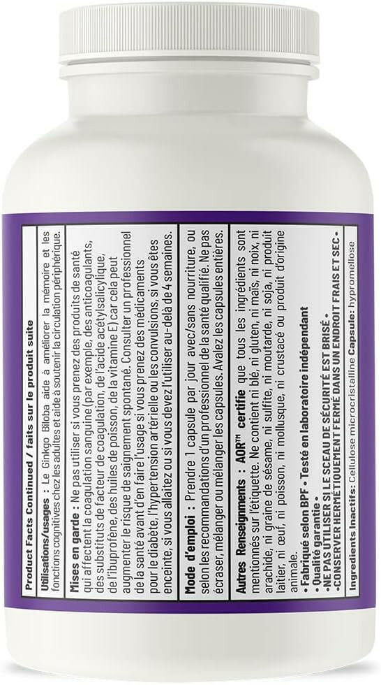 Ginkgo Biloba 120 mg | AOR™ | 90 Capsules - Coal Harbour Pharmacy