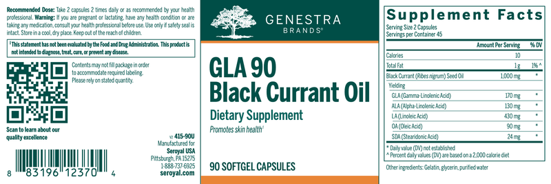 GLA 90 Black Currant Oil | Genestra Brands® | 90 Softgel Capsules - Coal Harbour Pharmacy