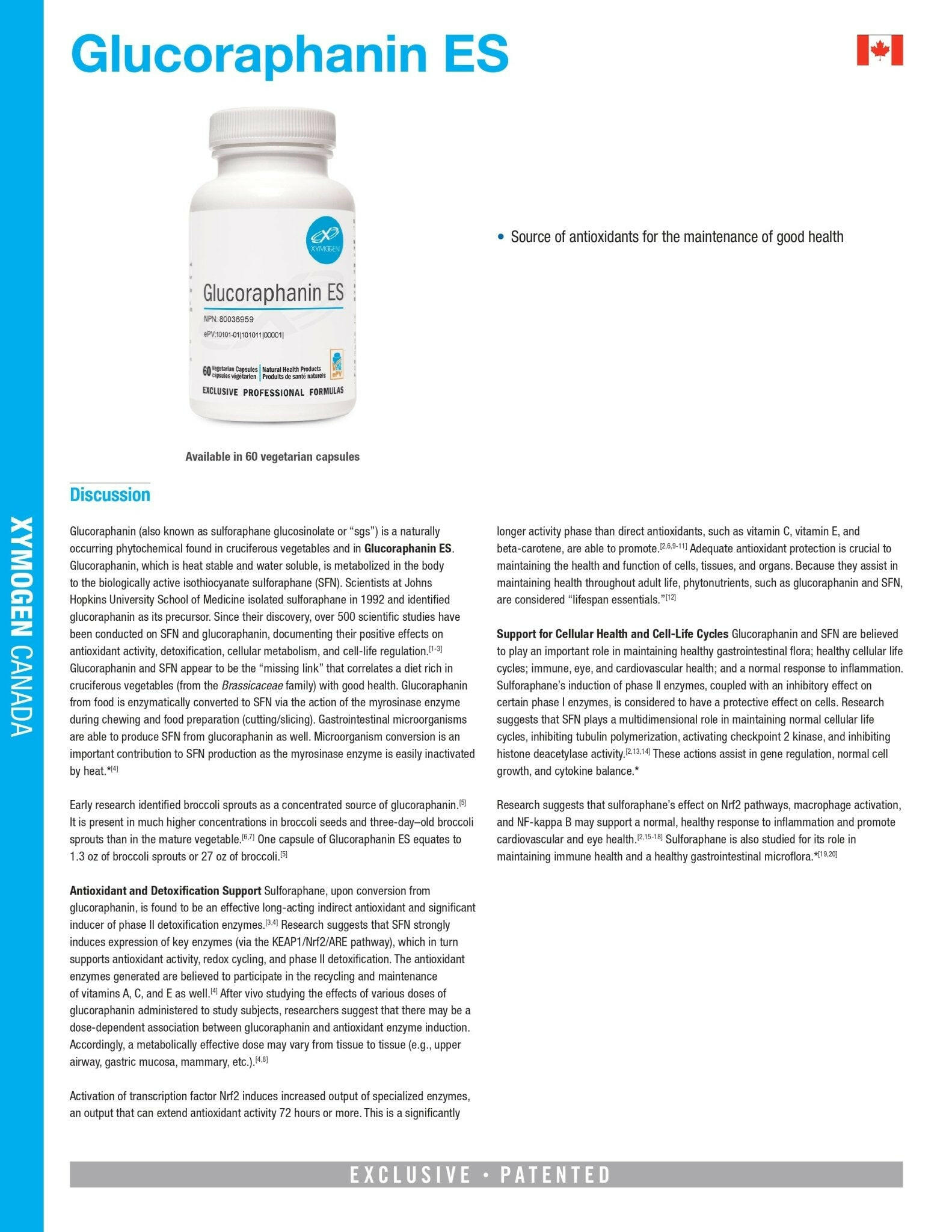 Glucoraphanin ES | Xymogen® | 60 Capsules