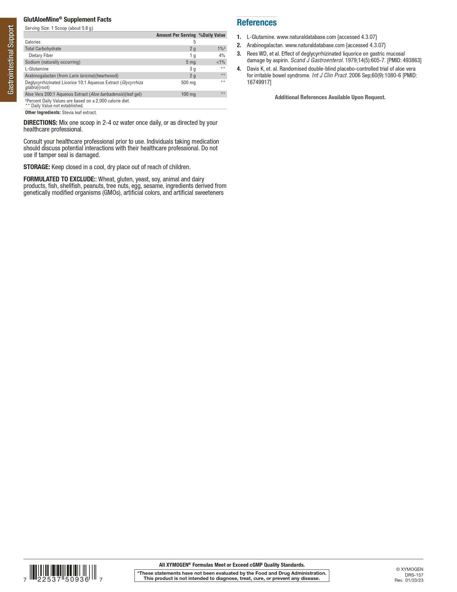 GlutAloeMine® | Xymogen® | 30 Servings - Coal Harbour Pharmacy