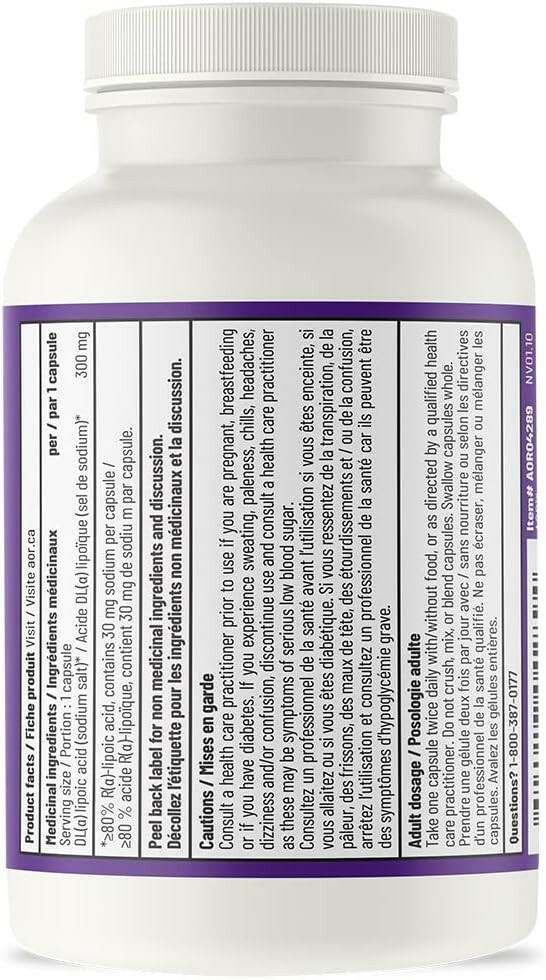 High Dose R-Lipoic Acid | AOR™ | 60 Capsules - Coal Harbour Pharmacy