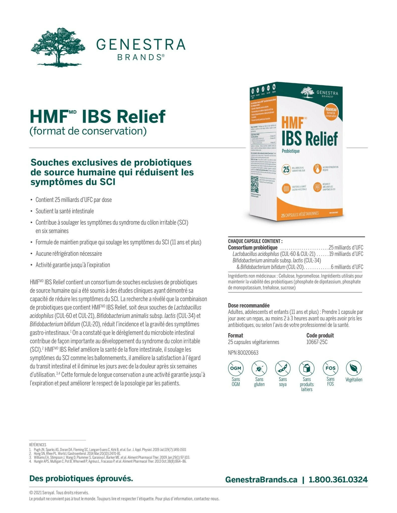 HMF IBS Relief (shelf-stable)| Genestra Brands® | 25 Vegetable Capsules - Coal Harbour Pharmacy