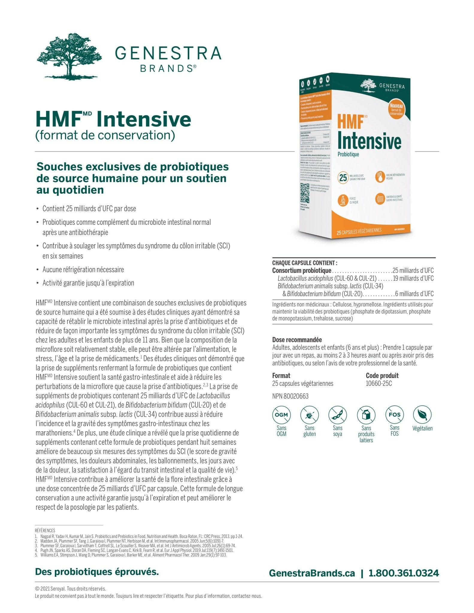 HMF™ Intensive (shelf-stable) | Genestra Brands® | 25 Vegetarian Capsules - Coal Harbour Pharmacy