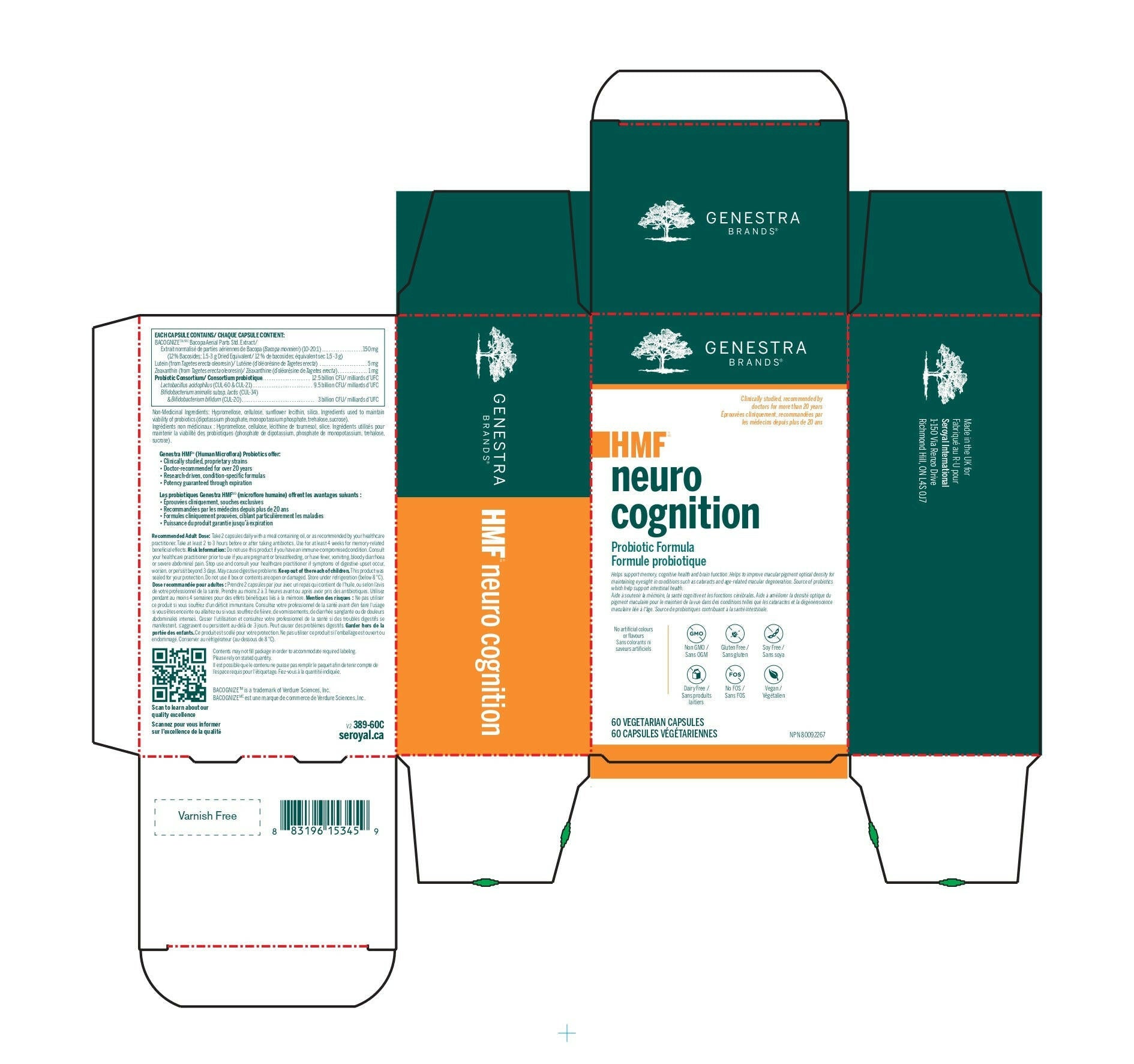 HMF Neuro Cognition | Genestra Brands® | 60 Vegetarian Capsules - Coal Harbour Pharmacy