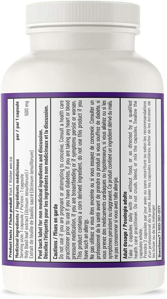 Holy Basil 500mg | AOR™ | 60 Capsules