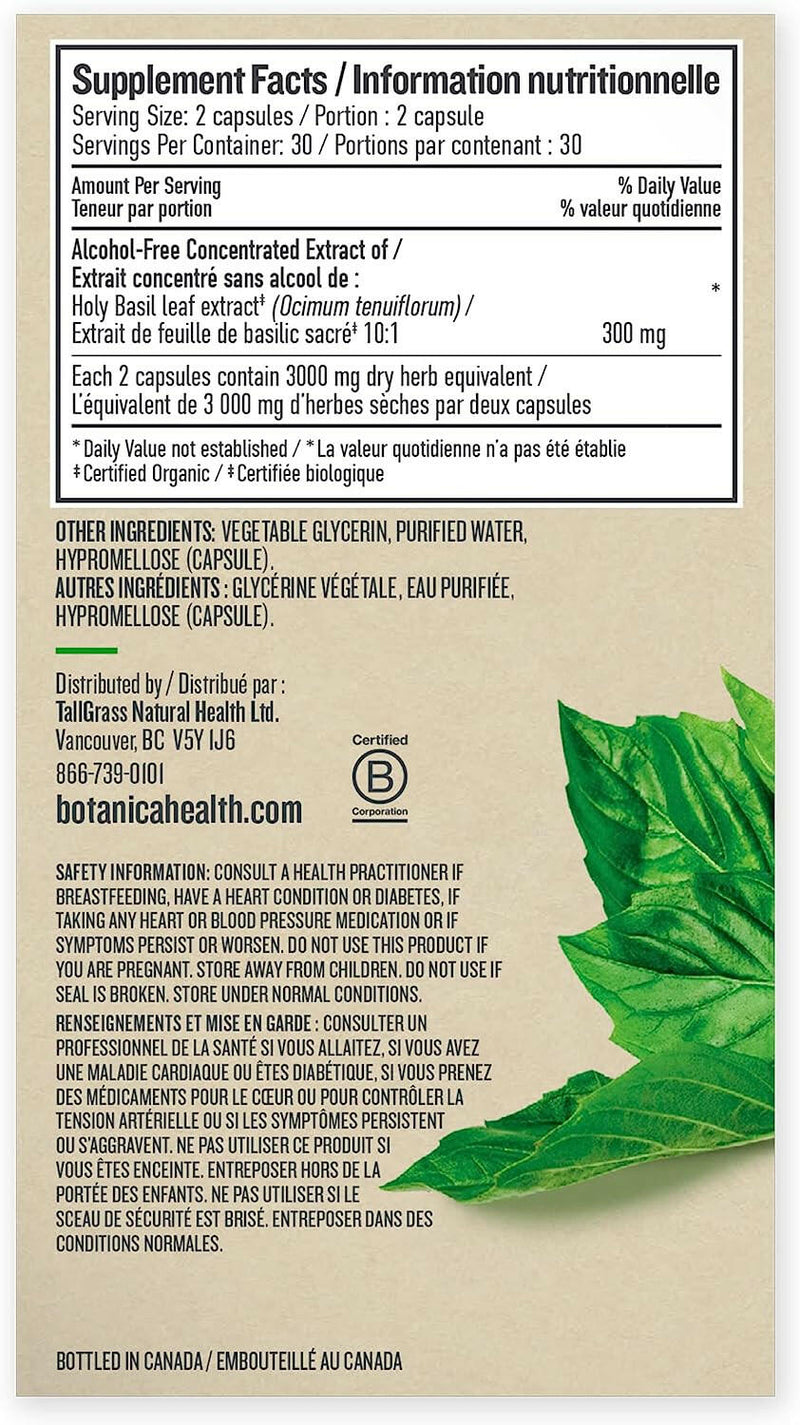 Holy Basil Liquid Capsule | Botanica | 60 Capsules - Coal Harbour Pharmacy