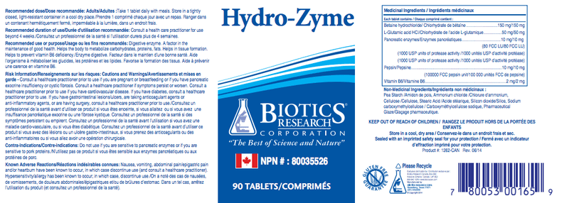 Hydro-Zyme™ | Biotics Research® | 90 Tablets
