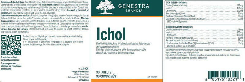 Ichol | Genestra Brands® | 90 Tablets - Coal Harbour Pharmacy