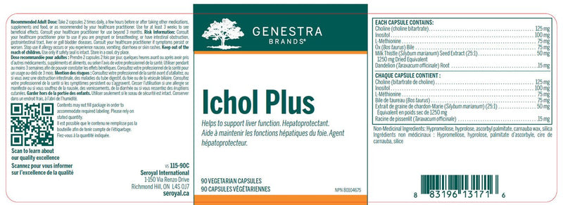 Ichol Plus | Genestra Brands® | 90 Vegetable Capsules - Coal Harbour Pharmacy