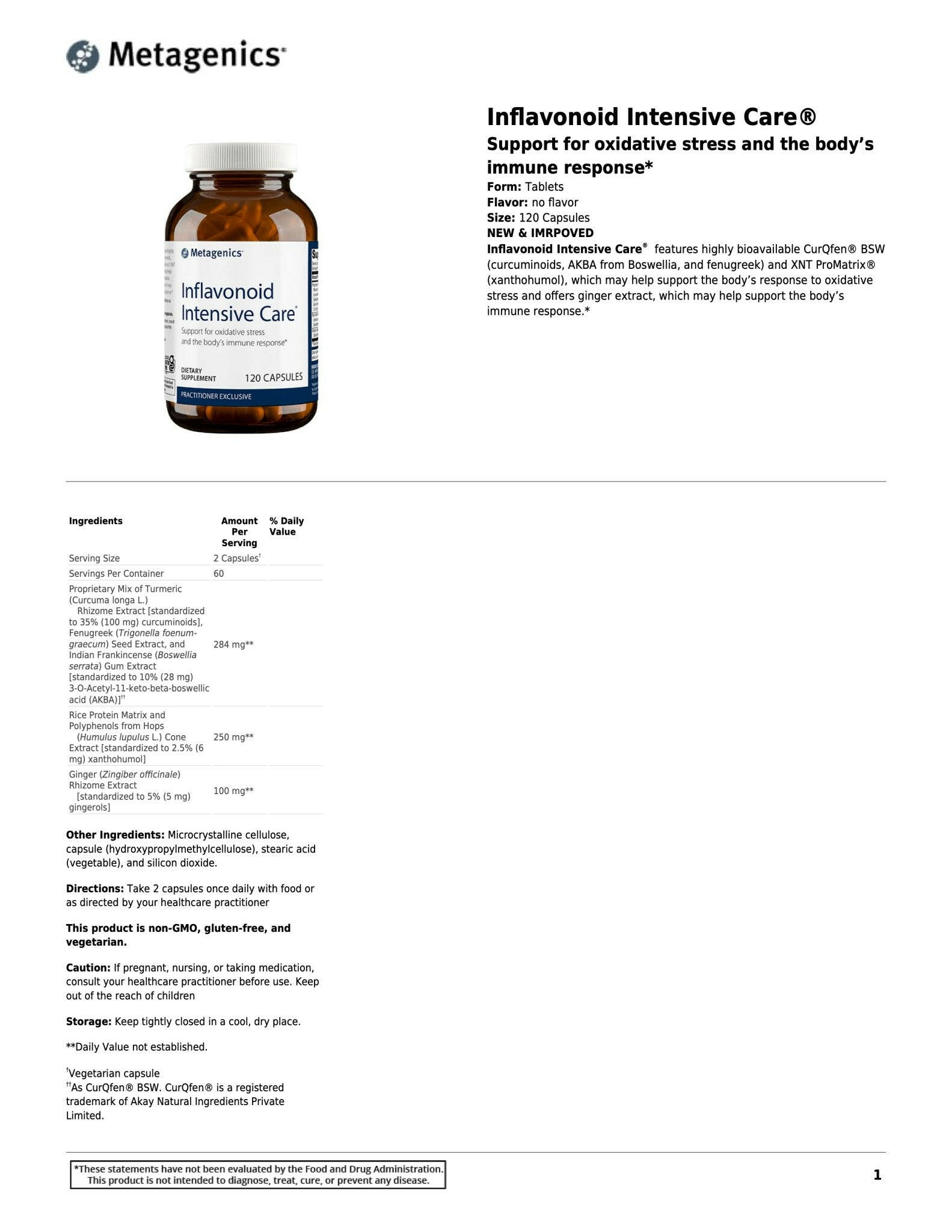 Inflavonoid Intensive Care® | Metagenics® | 120 Capsules - Coal Harbour Pharmacy