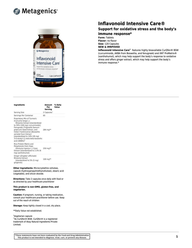 Inflavonoid Intensive Care® | Metagenics® | 120 Capsules - Coal Harbour Pharmacy