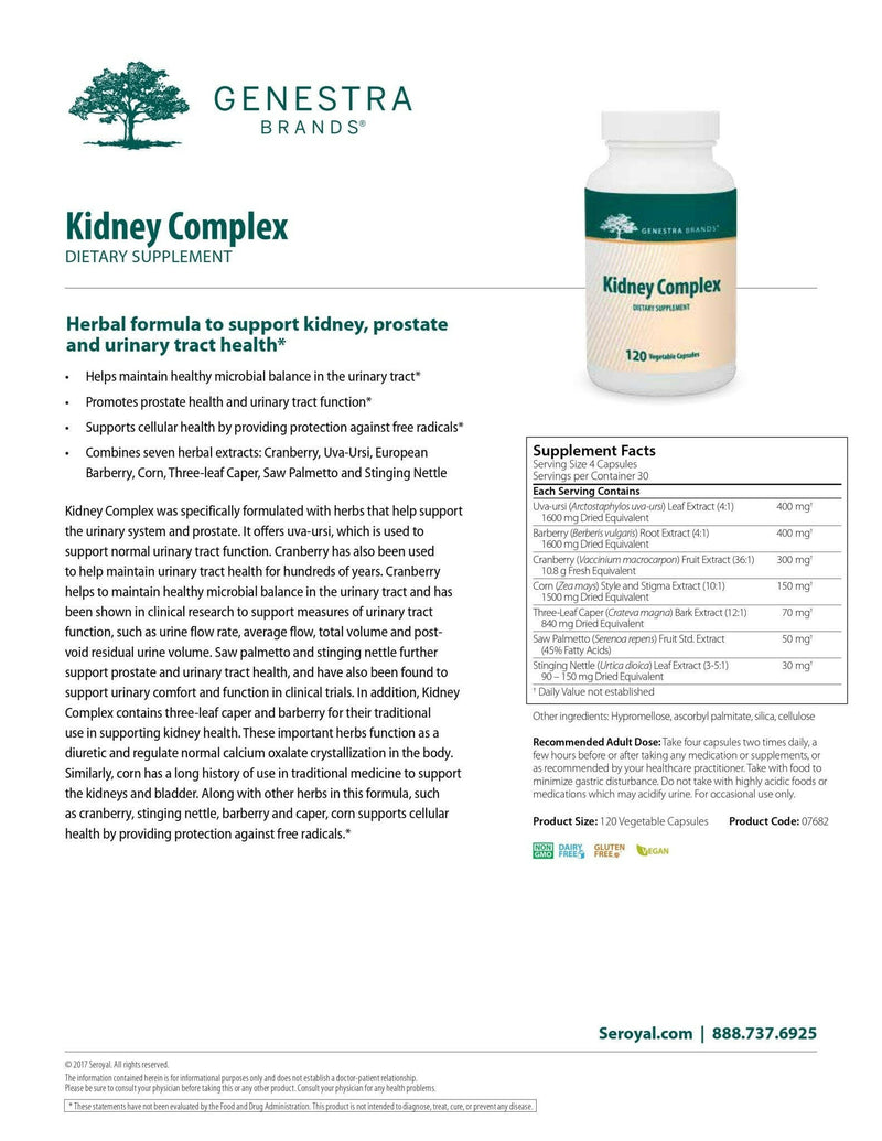 Kidney Complex | Genestra Brands® | 120 Vegetable Capsules