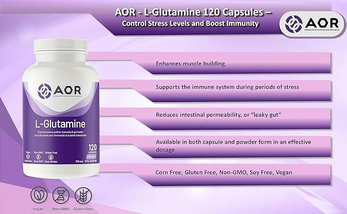 L-Glutamine 750mg | AOR™ | 120 Capsules