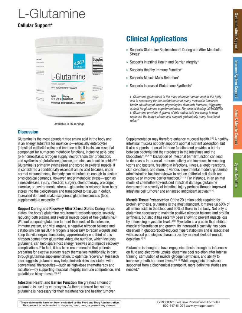 L-Glutamine | Xymogen® | 340 g Pwder - Coal Harbour Pharmacy