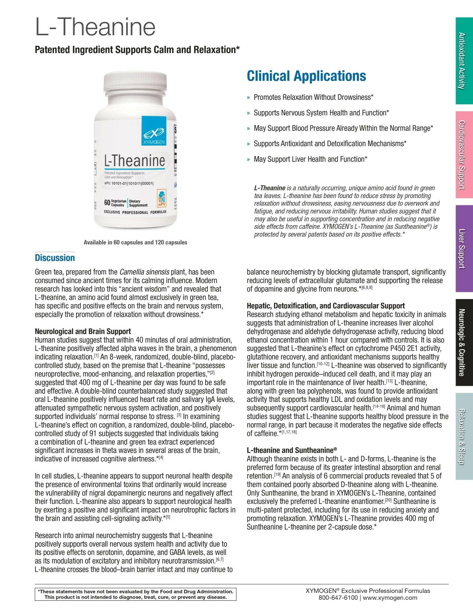 L-Theanine | Xymogen® | 60 Capsules
