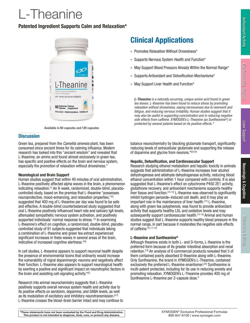 L-Theanine | Xymogen® | 60 Capsules