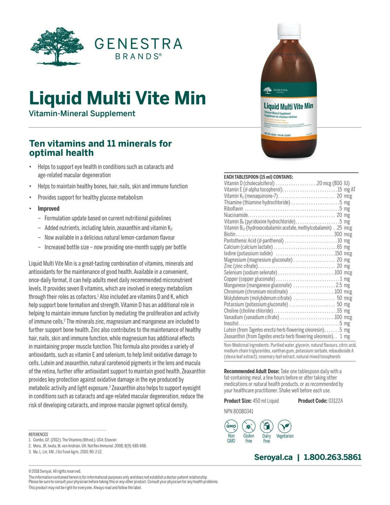 Liquid Multi Vite Min | Genestra Brands® | 450 mL - Coal Harbour Pharmacy