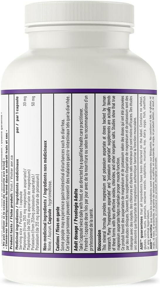 Magnesium Potassium Aspartates | AOR | 120 Capsules