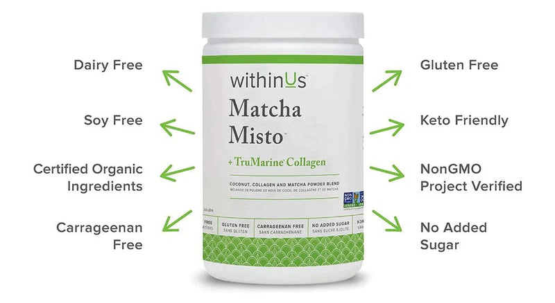Matcha Misto + TruMarine® Collagen Jar | withinUs™ | 280G (25 Servings) - Coal Harbour Pharmacy