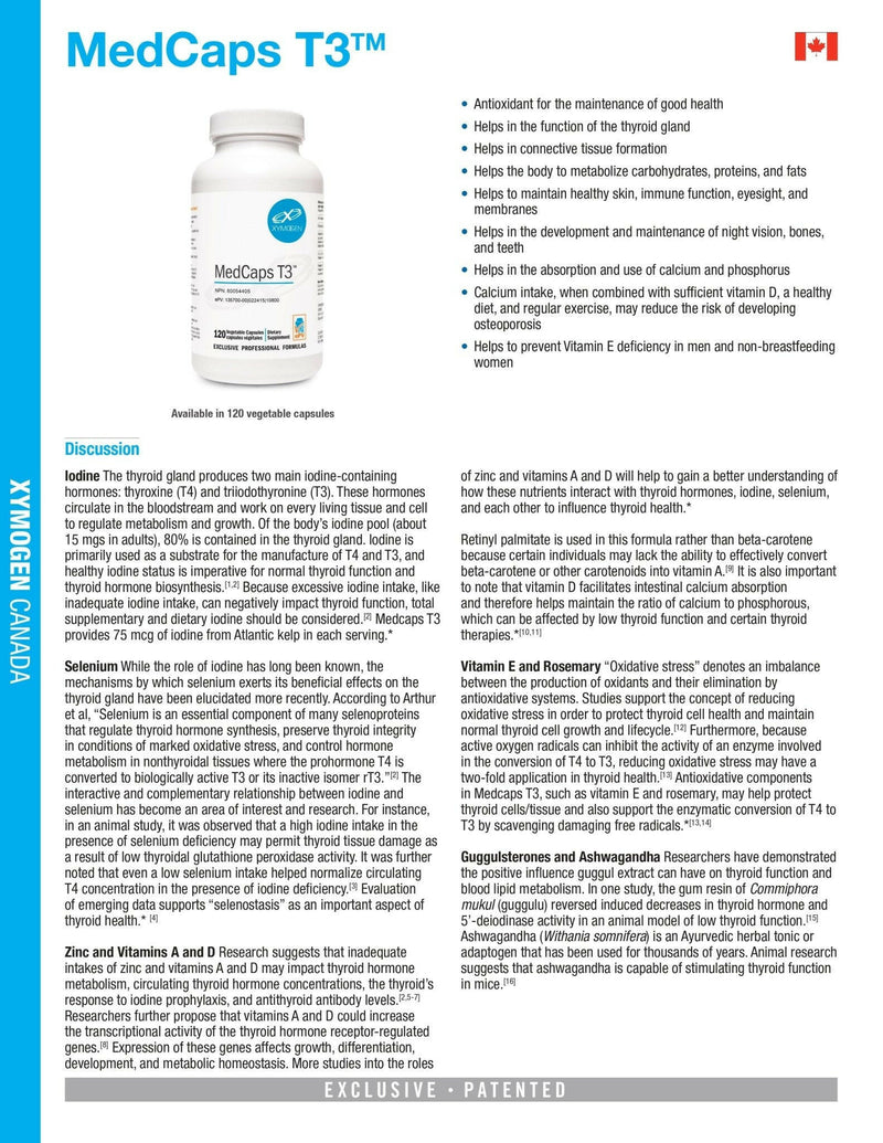 MedCaps T3™ | Xymogen® | 120 Capsules - Coal Harbour Pharmacy
