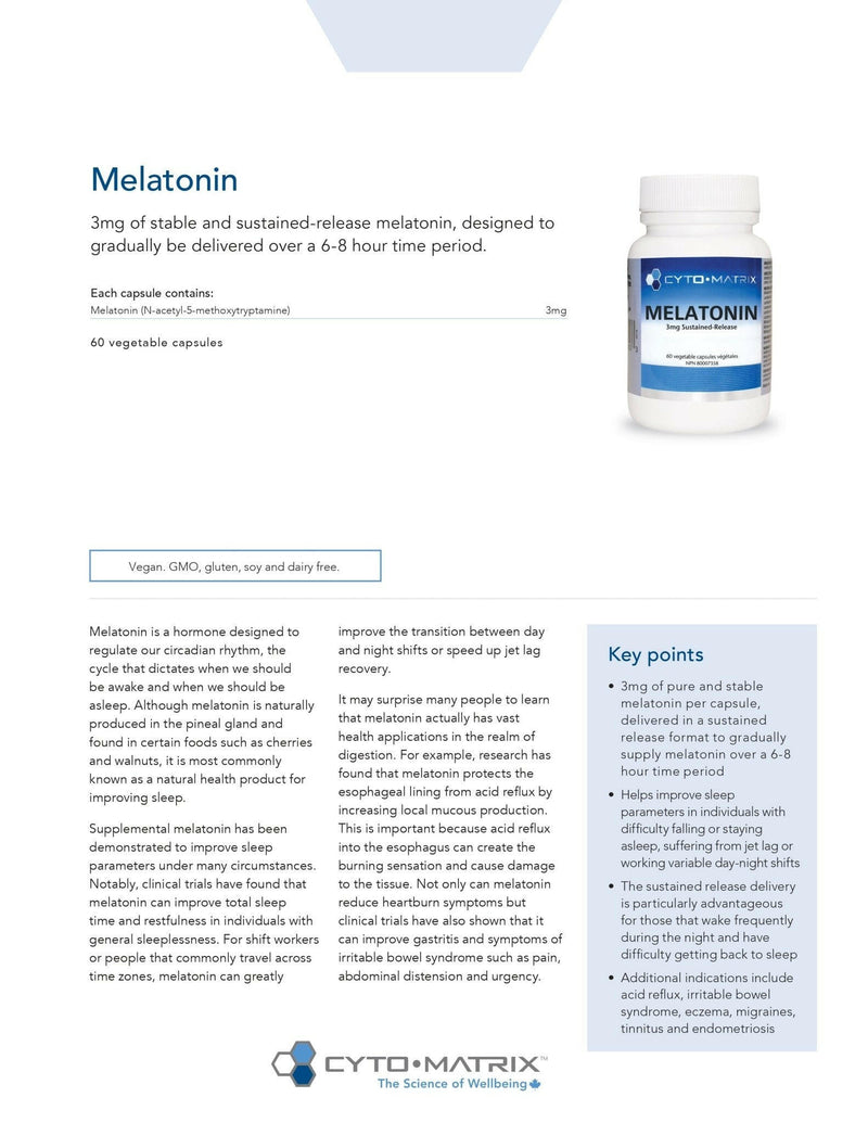 Melatonin | Cytomatrix® | 60 Vegetable Capsules