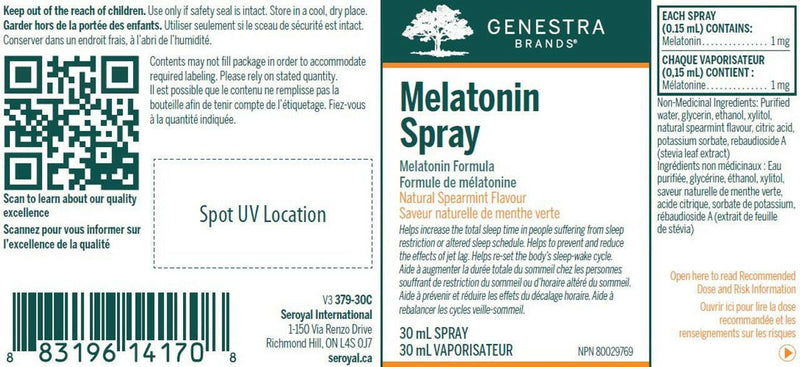 Melatonin Spray | Genestra Brands® | 30 mL - Coal Harbour Pharmacy