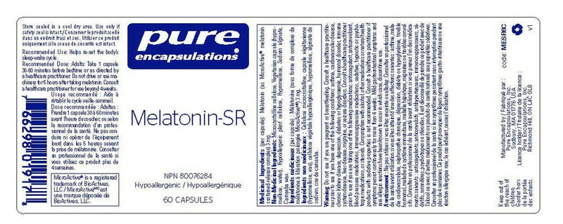Melatonin-SR | Pure Encapsulations® | 60 Capsules - Coal Harbour Pharmacy