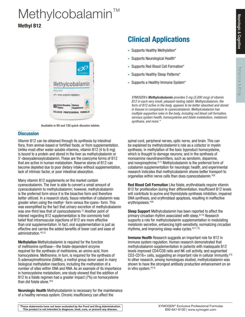 Methylcobalamin | Xymogen® | 60 Tablets
