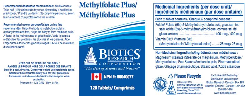 Methylfolate Plus™ | Biotics Research® | 120 Tablets