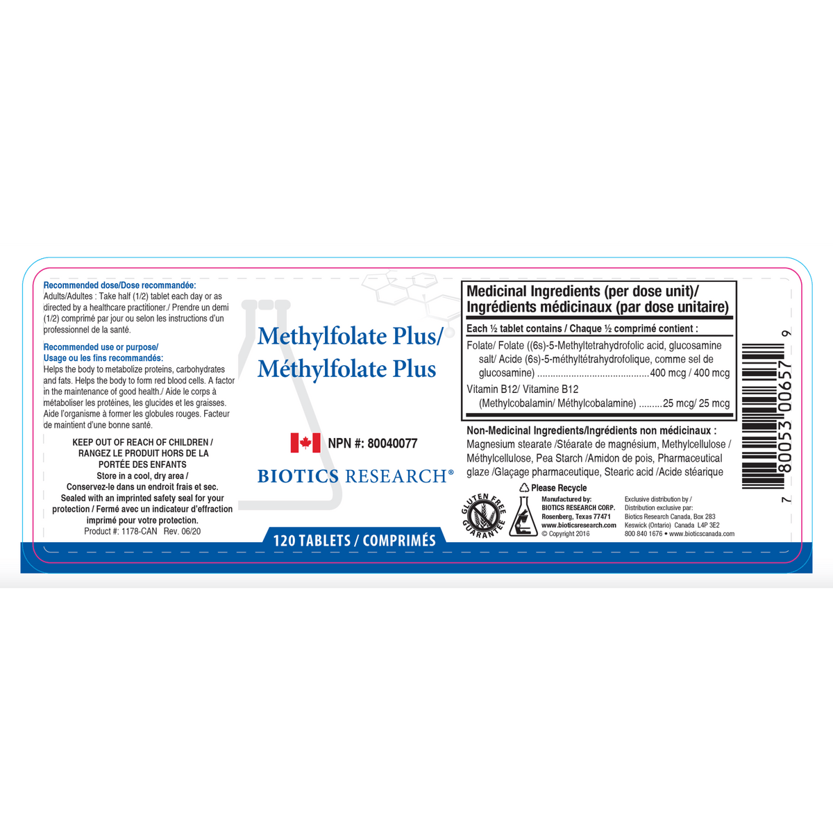 Methylfolate Plus by Biotics Research | Active Folate & B12 Support ...