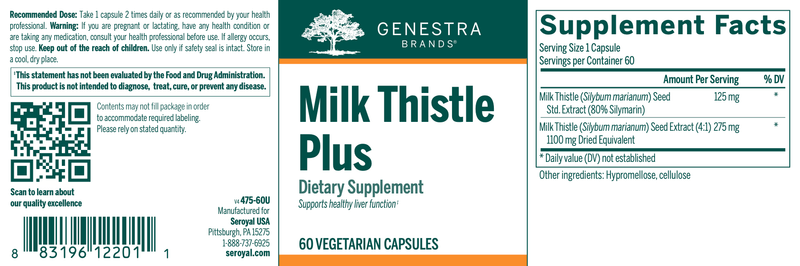 Milk Thistle Plus | Genestra Brands®| 60 Veggie Caps - Coal Harbour Pharmacy
