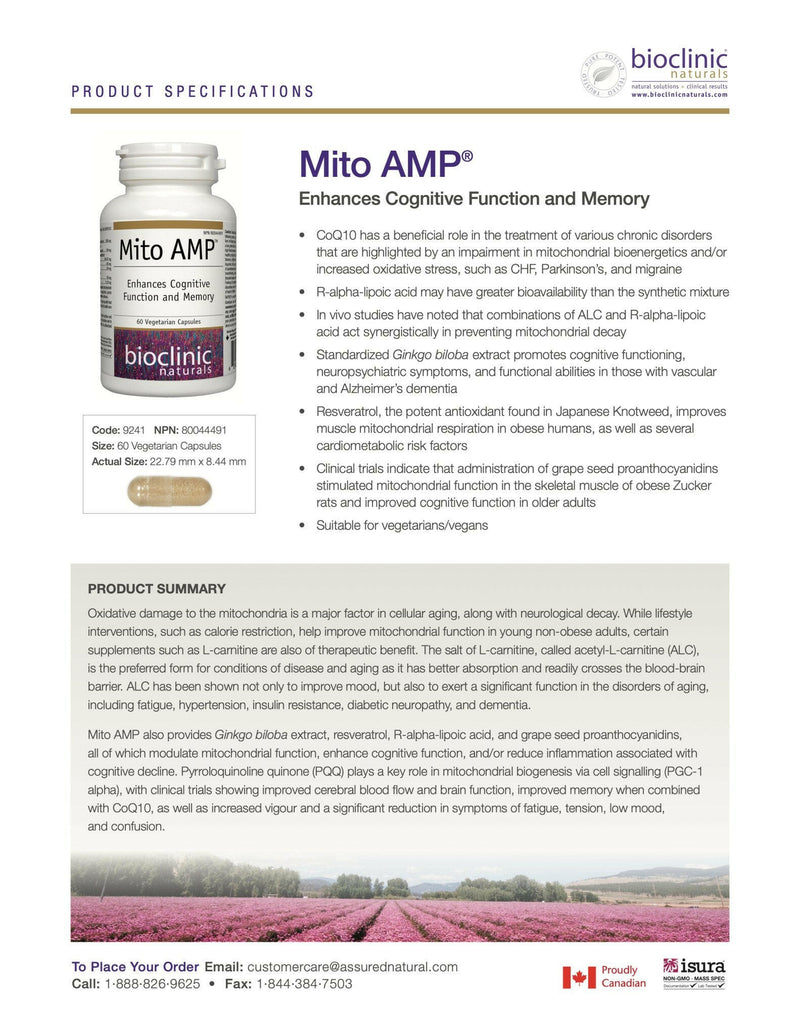 Mito AMP™ | Bioclinic® Naturals| 60 Vegetarian Capsules - Coal Harbour Pharmacy