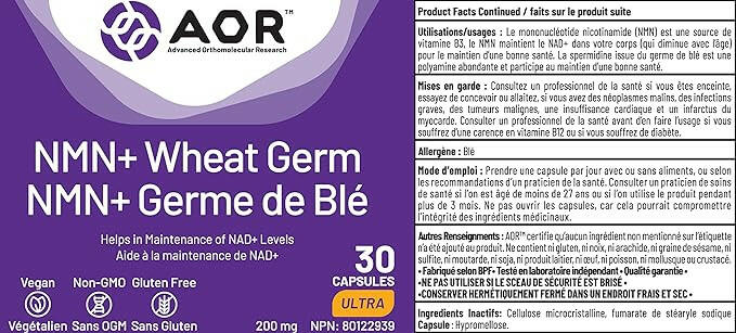 NMN + Wheat Germ | AOR™ | 30 Capsules - Coal Harbour Pharmacy