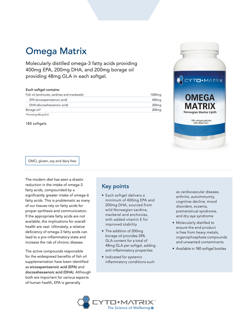 Omega Matrix | Cytomatrix® | 180 Softgels - Coal Harbour Pharmacy