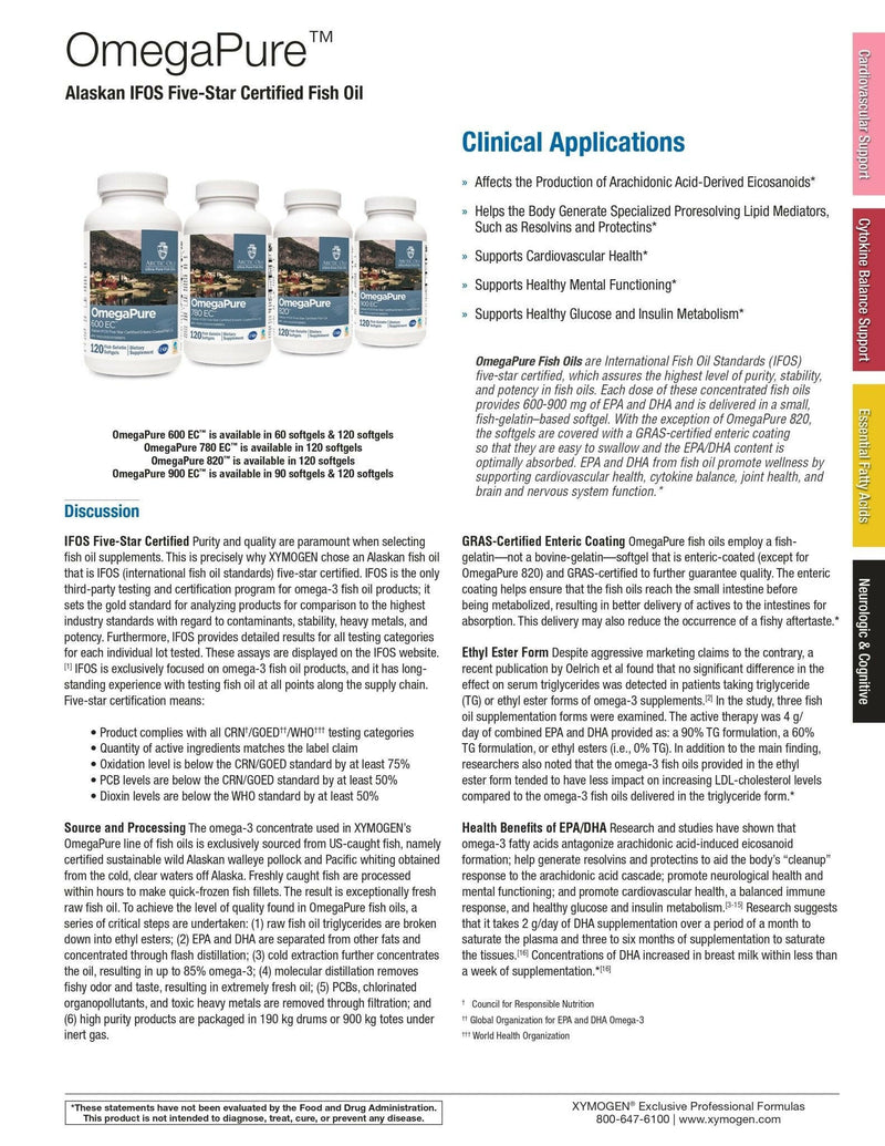 OmegaPure 900 EC | Xymogen® | 120 Sofgels-Exp. 12/2023 - Coal Harbour Pharmacy