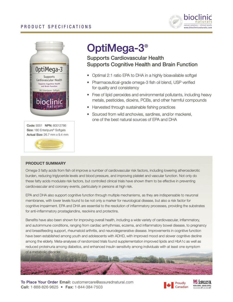 OptiMega-3® | Bioclinic® Naturals | 180 Softgels - Coal Harbour Pharmacy