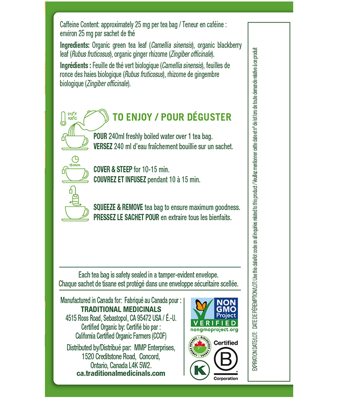 Organic Green Tea Ginger | Traditional Medicinals® | 16 Tea Bags