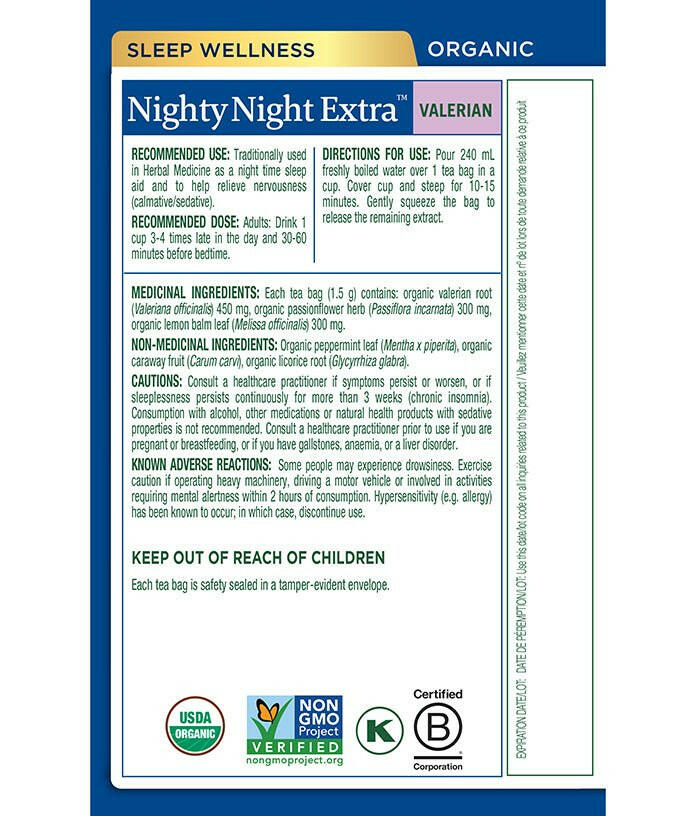 Organic Nighty Night Extra™ Tea | Traditional Medicinals® | 16 Tea Bags - Coal Harbour Pharmacy