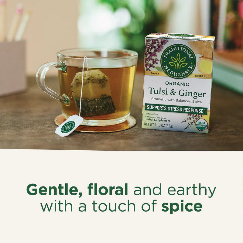 Organic Tulsi & Ginger Tea | Traditional Medicinals® | 16 Tea Bags - Coal Harbour Pharmacy