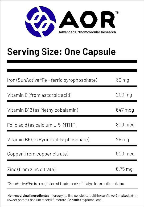 Ortho Iron Vegan | AOR™ | 60 Capsules - Coal Harbour Pharmacy