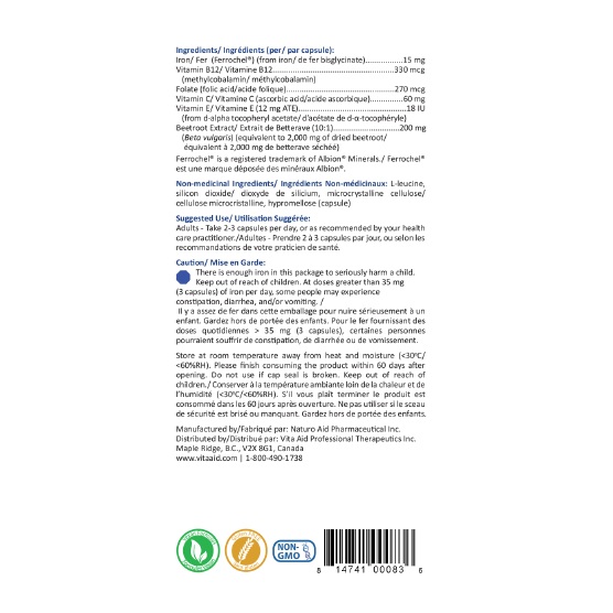 Oxygheme® | Vita Aid® | 56 Vegetable Capsules - Coal Harbour Pharmacy