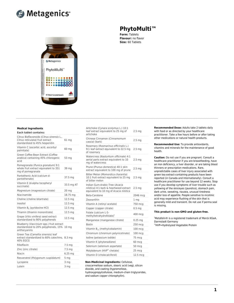 PhytoMulti™ | Metagenics® | 60 Tablets - Coal Harbour Pharmacy