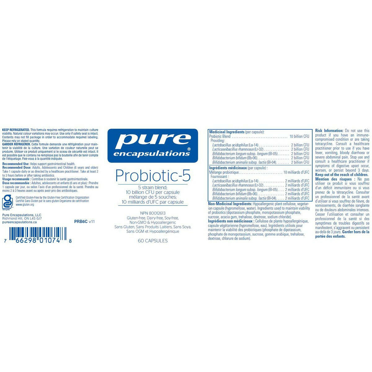 Probiotic-5 | Pure Encapsulations® | 60 Capsules - Coal Harbour Pharmacy