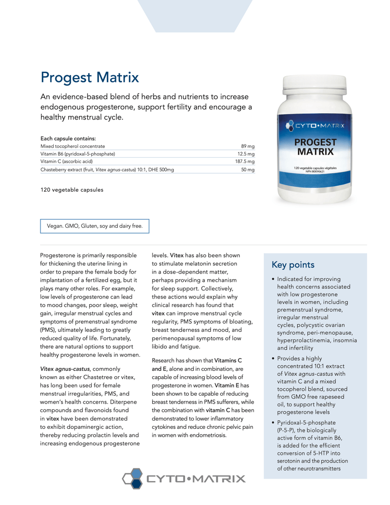 Progest Matrix | CytoMatrix® | 120 Veg Capsules - Coal Harbour Pharmacy