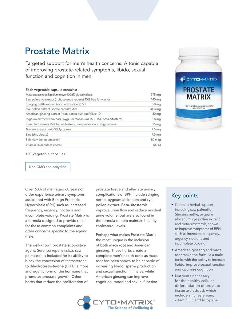 Prostate Matrix | Cytomatrix® | 120 Vegetable Capsules - Coal Harbour Pharmacy