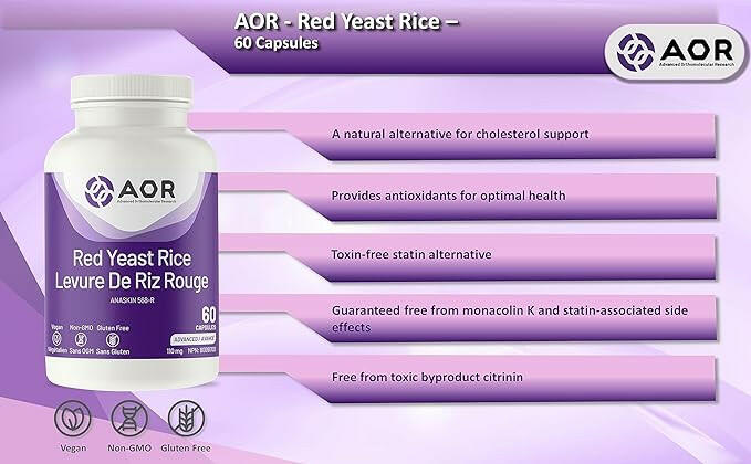 Red Yeast Rice + Garlic | AOR™ | 60 Capsules - Coal Harbour Pharmacy
