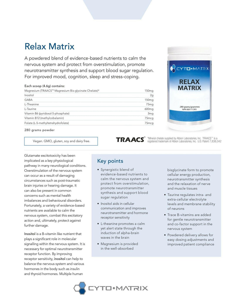Relax Matrix | Cytomatrix® | 280 grams Powder - Coal Harbour Pharmacy