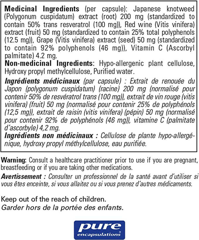 Resveratrol EXTRA | Pure Encapsulations® | 60 Vegetable Capsules - Coal Harbour Pharmacy