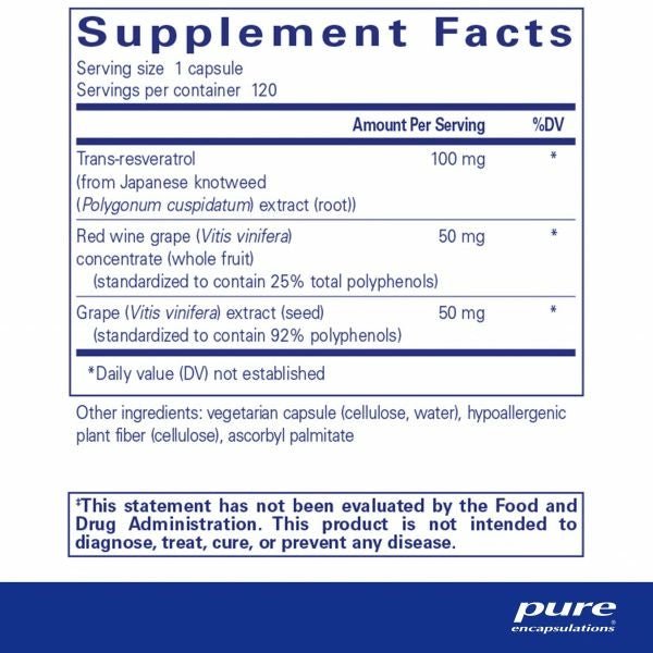 Resveratrol EXTRA | Pure Encapsulations® | 60 Vegetable Capsules - Coal Harbour Pharmacy