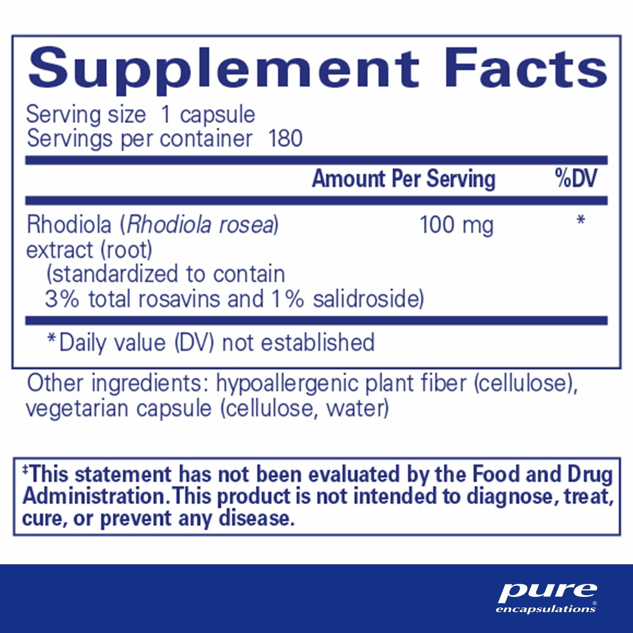 Rhodiola Rosea | Pure Encapsulations® | 90 Capsules - Coal Harbour Pharmacy